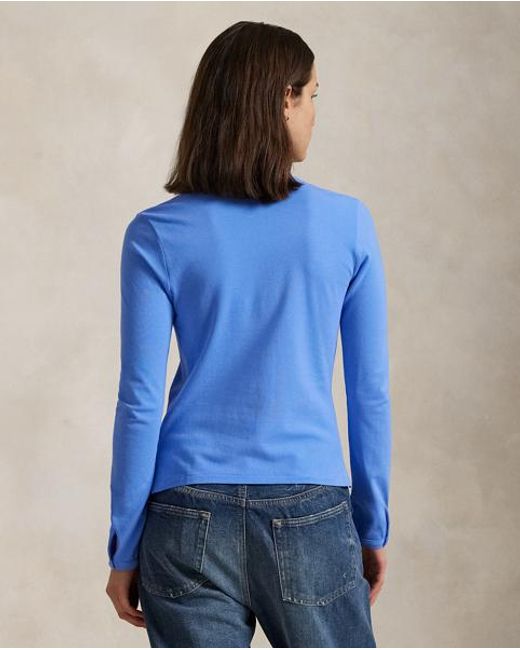 Polo Ralph Lauren Blue Strickjacke Aus Stretch-Baumwollpiqué