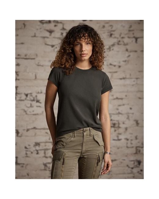 RRL Black Cotton Jersey Crewneck T-Shirt