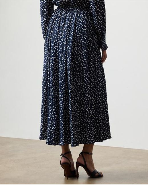 Ralph Lauren Blue Rebekah Geo-Print Georgette Skirt