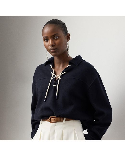 Ralph Lauren Blue Tyrus Felted Cashmere Jersey Sweatshirt