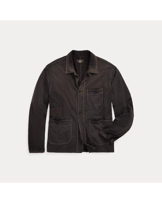 RRL Black Repaired Jersey Work Jacket for men