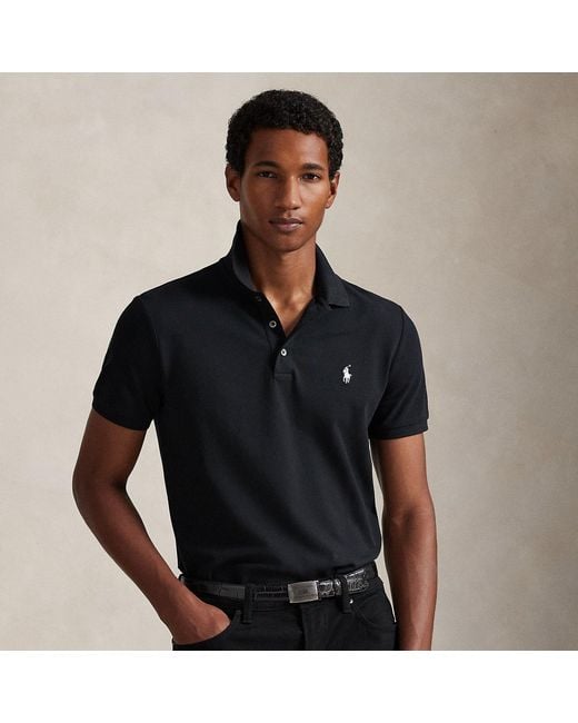 Polo Ralph Lauren Black Custom Slim Fit Stretch Mesh Polo Shirt for men