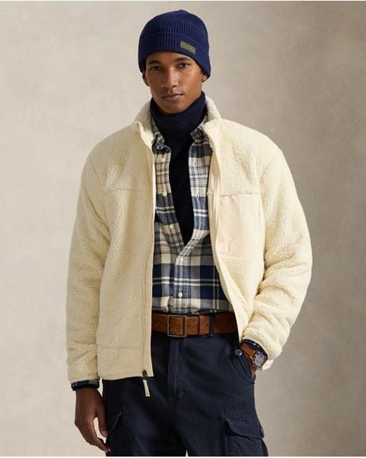 Polo Ralph Lauren Blue Pile Fleece Hybrid Jacket for men