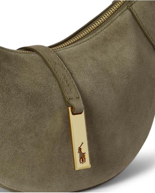 Polo Ralph Lauren Blue Polo Id Suede Mini Shoulder Bag