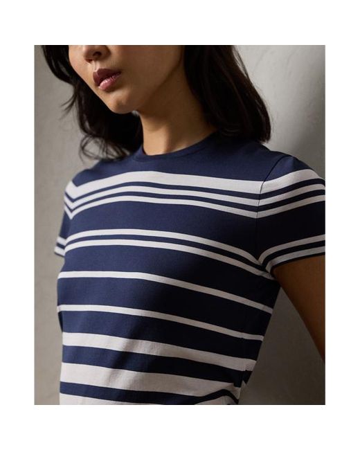 Ralph Lauren Collection Blue Jersey-T-Shirt mit Streifenmuster
