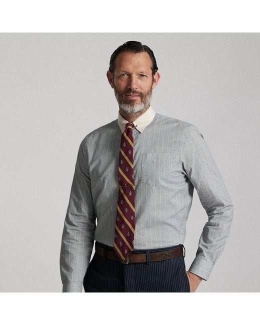 RRL Slim Fit Geweven Overhemd Met Print in het Gray voor heren