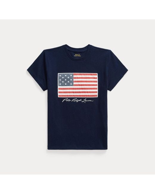 Polo Ralph Lauren Blue Logo Flag Cotton Jersey Tee