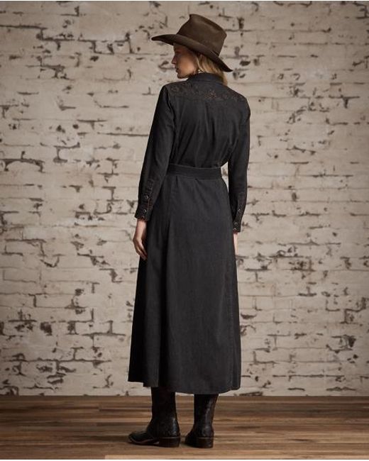 RRL Gray Embroidered Denim Western Shirtdress
