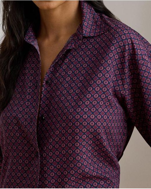 Ralph Lauren Purple Relaxed Fit Foulard-Print Crepe Shirt