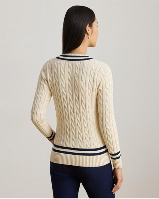 Ralph Lauren Natural Cable-Knit Cotton Cricket Sweater
