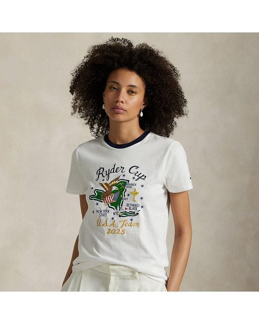 Ralph Lauren Gray Ralph Lauren U. Ryder Cup Graphic Jersey Ringer Tee