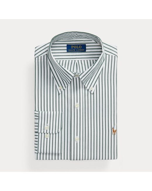 Polo Ralph Lauren Blue Custom Fit Striped Pinpoint Oxford Shirt for men