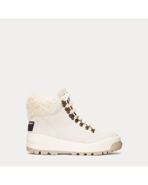 Polo Ralph Lauren Natural Shearling-trim Suede Hiking Boot