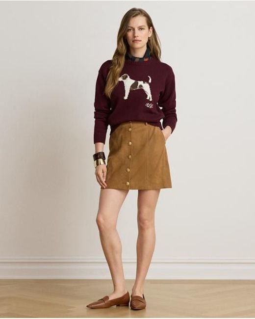 Ralph Lauren Purple Intarsia-Knit Cotton Jumper