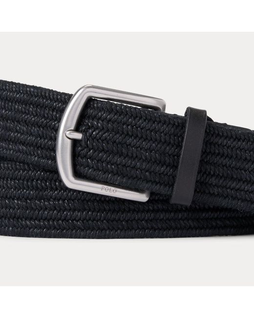 Cinturón Trenzado Con Ribete De Piel Polo Ralph Lauren de hombre de color Black