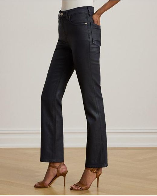 Jean Droit 7/8 Taille Haute Enduit Ralph Lauren en coloris Black