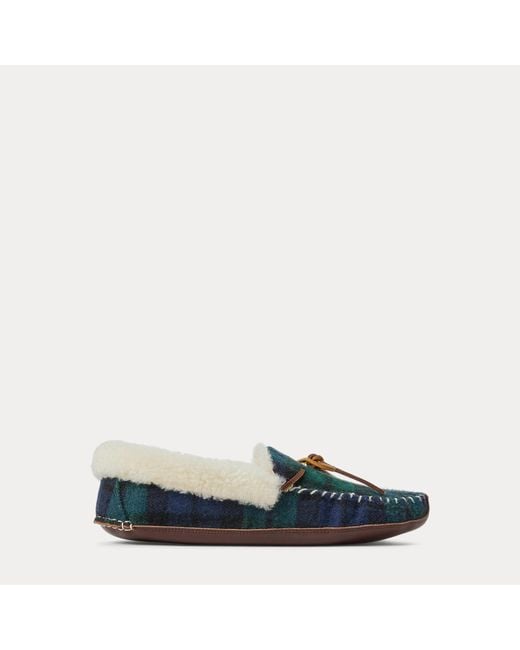Polo Ralph Lauren Blue Yarmond Plaid Shearling-Lined Slipper for men