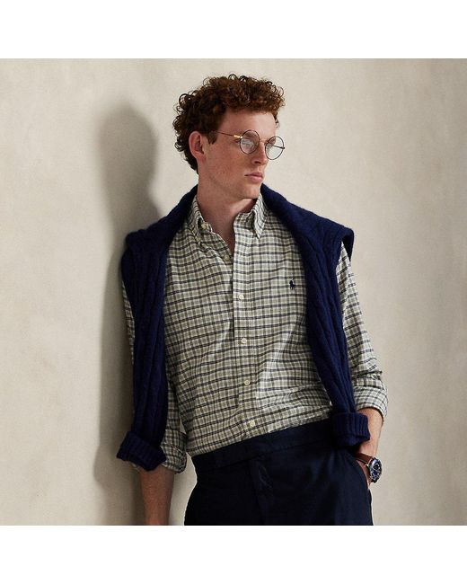 Polo Ralph Lauren Custom Fit Geruit Performance Overhemd in het Gray voor heren