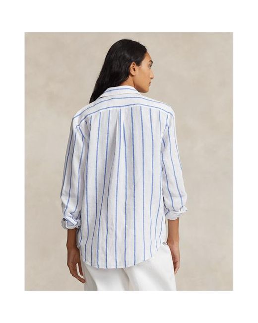 Camisa de lino Relaxed Fit con rayas Polo Ralph Lauren de color Blue
