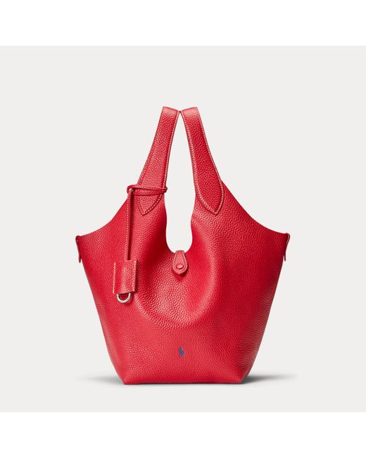 Polo Ralph Lauren Red Polo Play Leather Tote