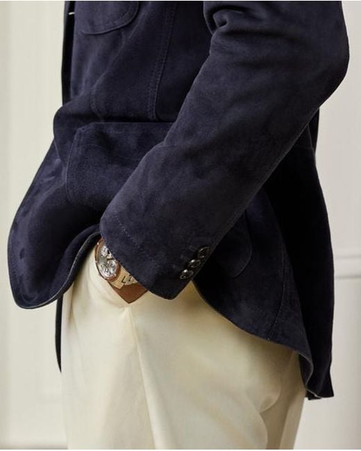 Ralph Lauren Blue Hand-Tailored Suede Blazer for men