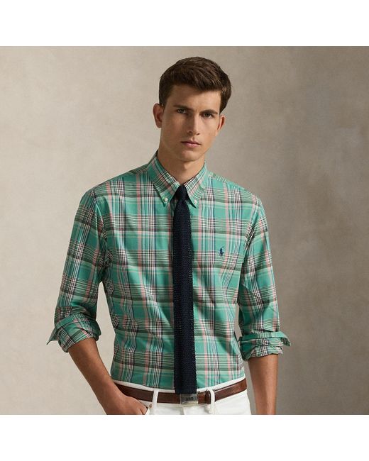 Polo Ralph Lauren Green Custom Fit Plaid Poplin Shirt for men