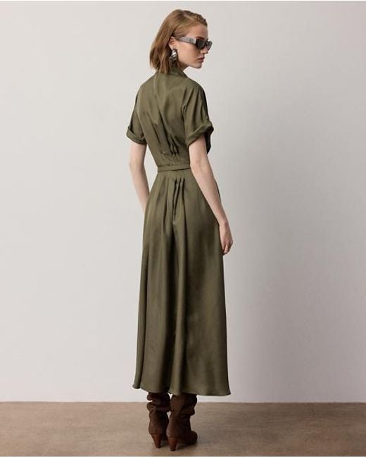 Ralph Lauren Green Donatella Silk Twill Day Dress
