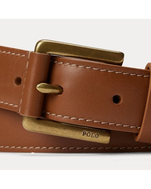Cinturón de vestir de piel de becerro Polo Ralph Lauren de hombre de color Brown