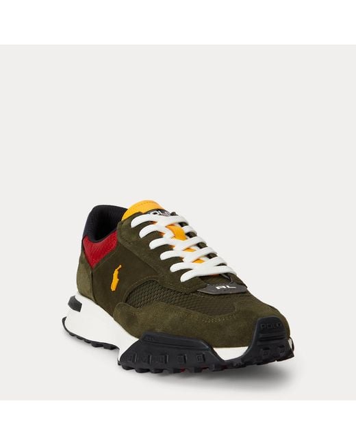 Polo Ralph Lauren Green Eldridge Suede-Panelled Trainer for men
