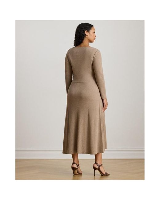 Taglie Plus - Abito medio in maglia a coste con fibbia di Ralph Lauren in Brown