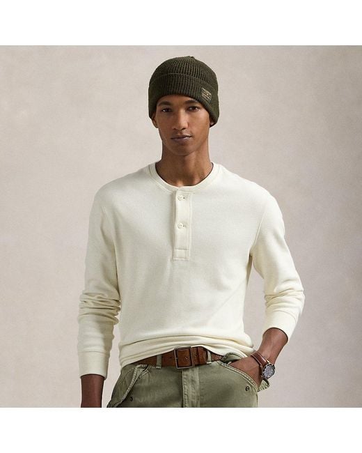 Ralph Lauren White Moleskin Henley Shirt for men