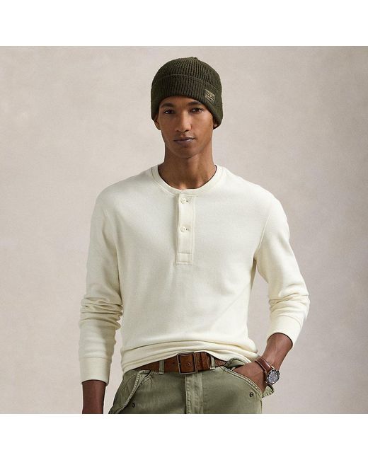 Ralph Lauren Moleskin Henley Shirt in White for Men | Lyst