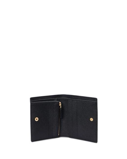 Ralph Lauren Black Compact Crosshatch Leather Wallet