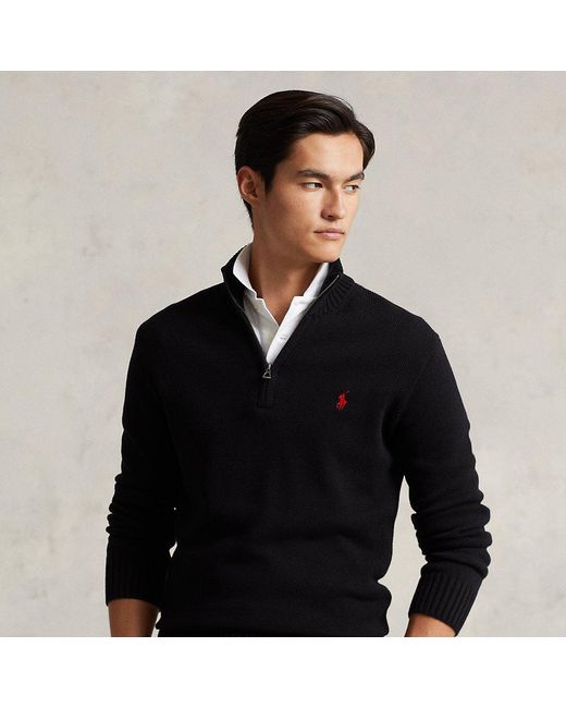 Pull demi-zippé en coton Polo Ralph Lauren pour homme en coloris Black