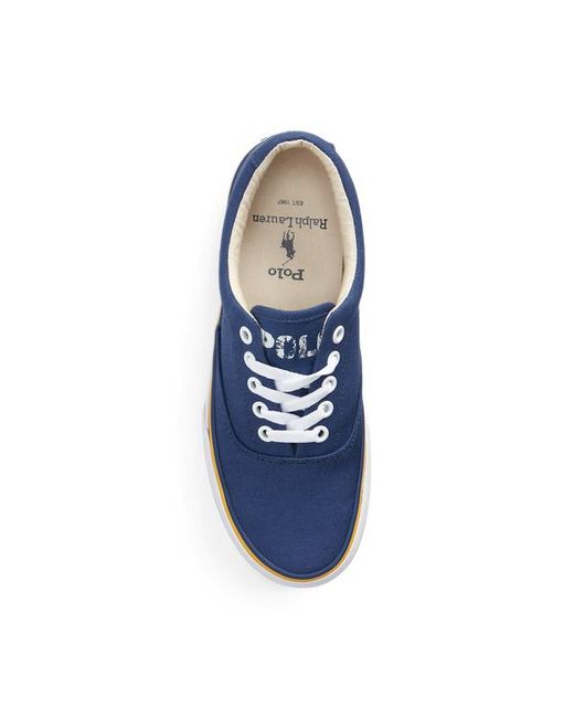 Polo Ralph Lauren Katoenen Canvas Sneaker Met Logo in het Blue