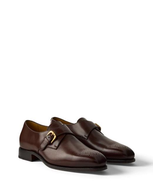 Ralph Lauren Brown Darnell Calfskin Monk-Strap Shoe for men