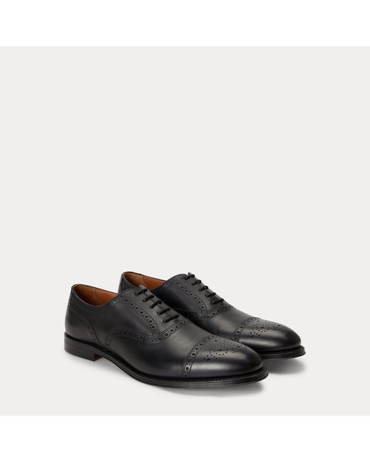 Polo Ralph Lauren Black Maestra Calfskin Cap-Toe Shoe for men
