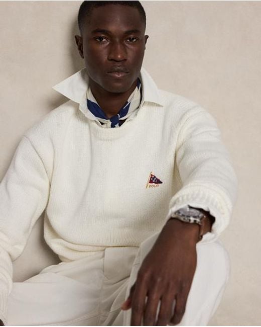 Polo Ralph Lauren Natural Relaxed Fit Embroidered Cotton Jumper for men