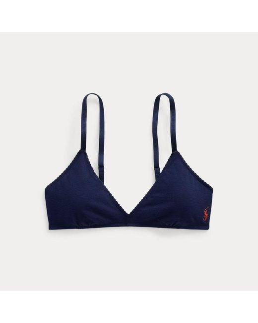 Polo Ralph Lauren Blue Scalloped-Trim Triangle Bralette