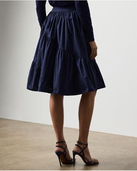 Ralph Lauren Blue Kyle Featherweight Taffeta Skirt