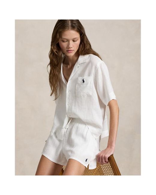 Polo Ralph Lauren White Australian Open Linen-cotton Short