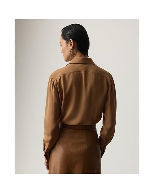 Ralph Lauren Brown Ralph Lauren Adrien Relaxed Fit Crepe Georgette Shirt