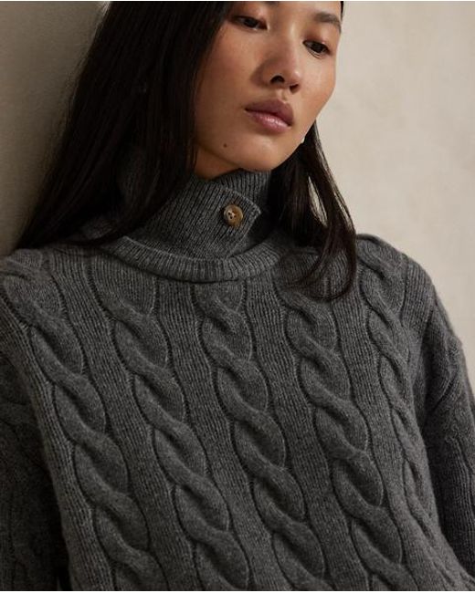 Polo Ralph Lauren Black Cable-Knit Wool-Cashmere Polo Jumper