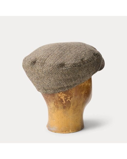 RRL Natural Wool-Blend Herringbone Driver's Cap for men