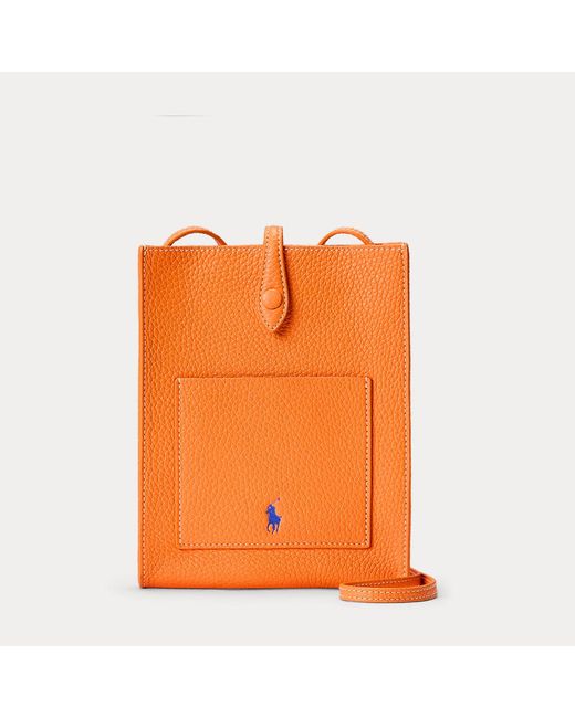 Polo Ralph Lauren Orange Polo Play Leather Pocket Crossbody