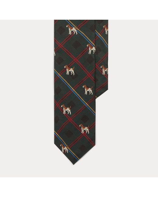 Polo Ralph Lauren Black Terrier-plaid Silk Tie for men