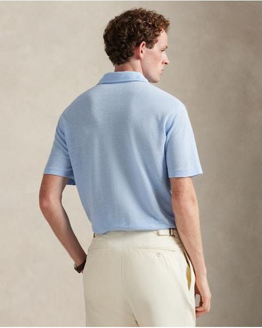 Polo Ralph Lauren Blue Standard Fit Linen Piqué Polo Shirt for men