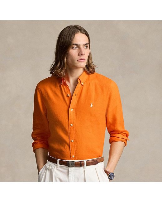 Camicia in lino Slim-Fit di Polo Ralph Lauren in Orange da Uomo