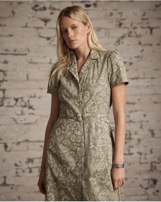 RRL Metallic Floral-Print Cotton-Linen Dress