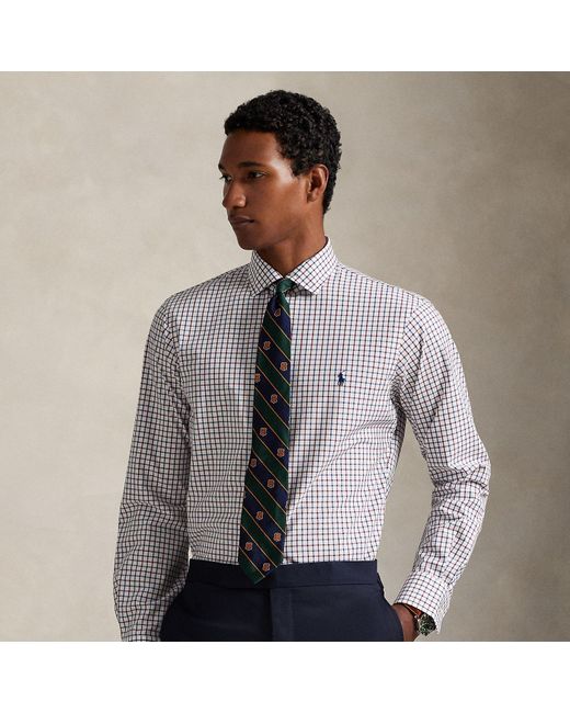 Polo Ralph Lauren Custom Fit Geruit Stretchpoplin Overhemd in het Purple voor heren